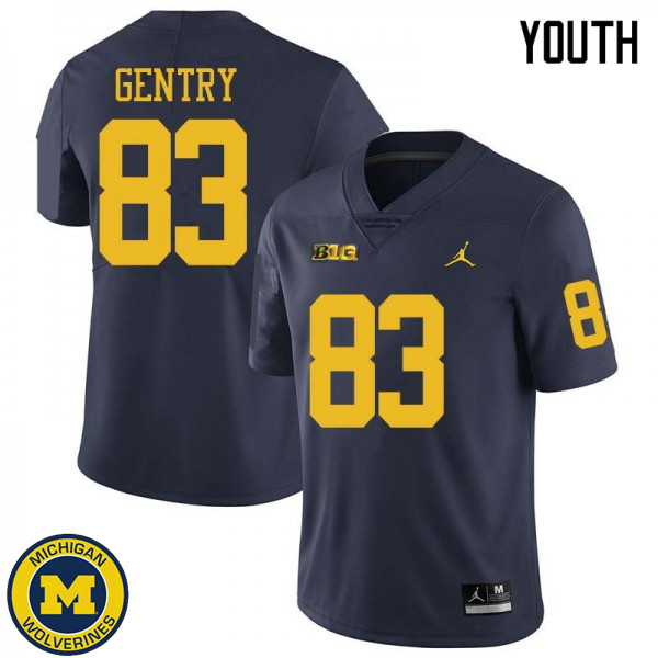 Youth Michigan Wolverines #83 Zach Gentry Navy Jordan Brand High School Jersey